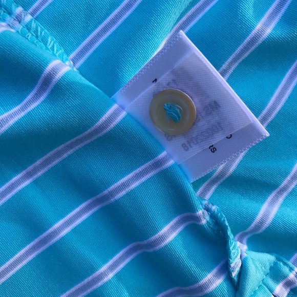 Peter Millar summer comfort polo blue striped Sz M. Excellent - Picture 6 of 7